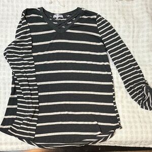 Thyme & Honey Striped Long Sleeve V-Neck Top